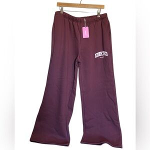 EDIKTED Burgundy wide leg sweatpants size Large
